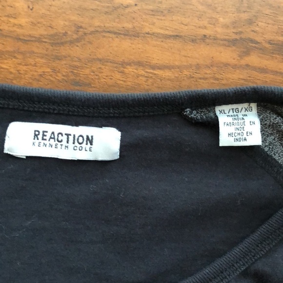 REACTION Kenneth Cole Men's Size XL Black and Grey Henley Shirt - Picture 3 of 6